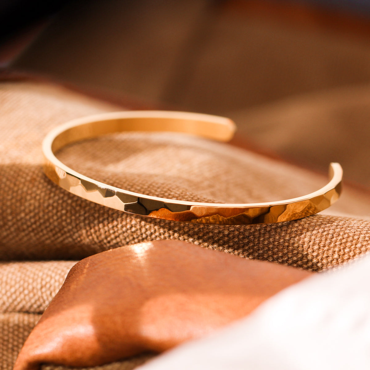 Hammered Verse Bangle - "God is within her she will not fail"