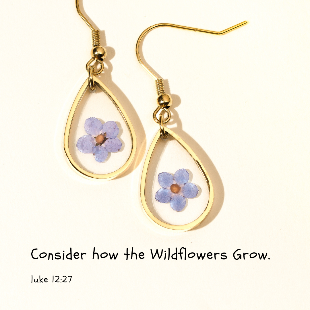 Forget-Me-Not Flower - Drop Earrings