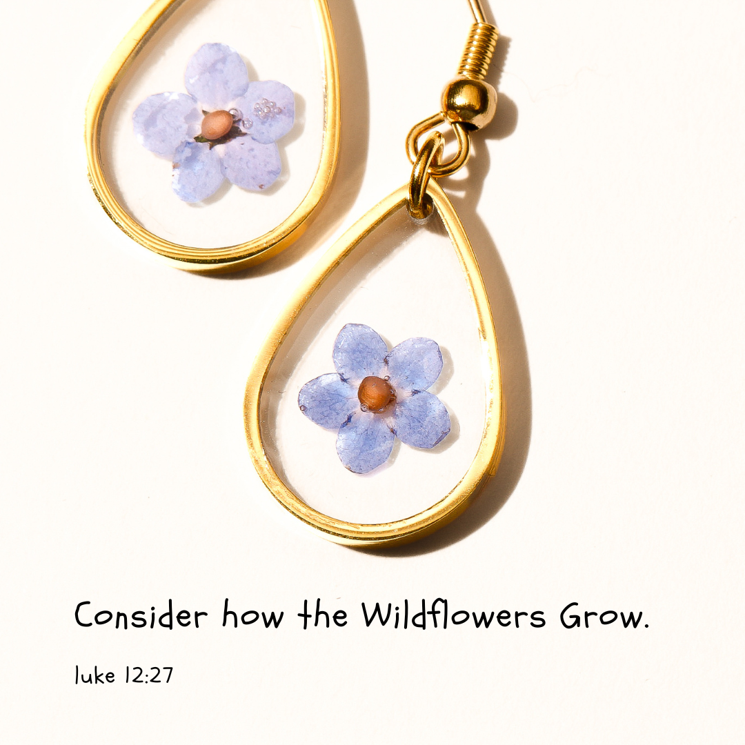 Forget-Me-Not Flower - Drop Earrings
